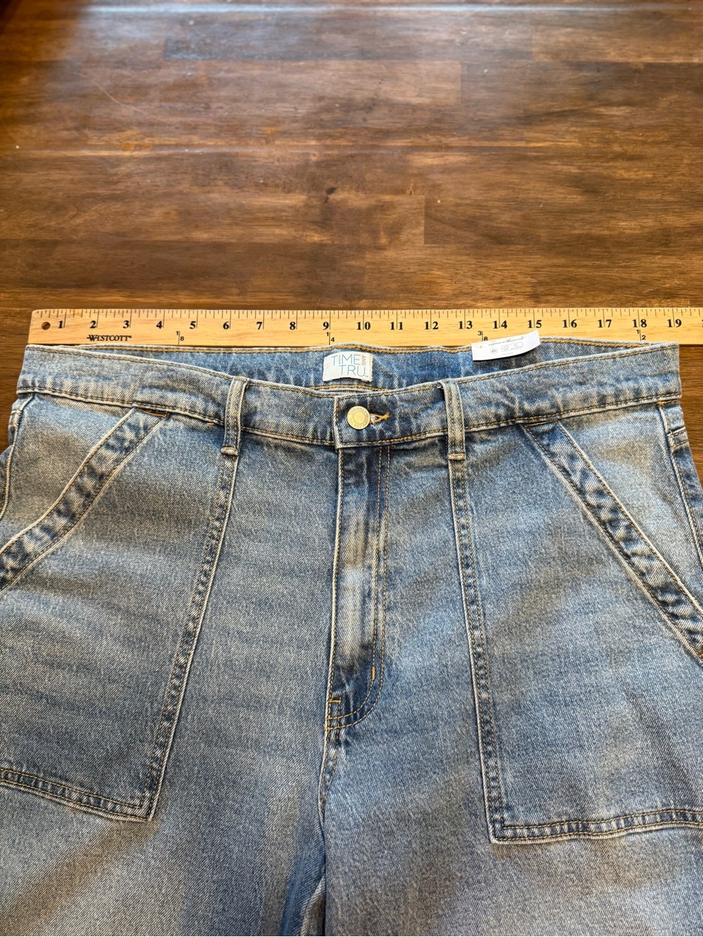 Time and Tru Womens High Rise Wide Leg Utility Trouser Jeans SZ 16 New Relaxed - Picture 7 of 9